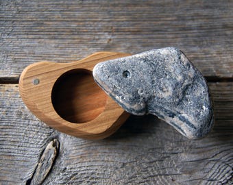 Wood ring box, Rustic ring box,Jewelry box, Wood/stone ring box, Wedding ring box, Engagement ring box, Proposal ring box