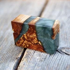Slim ring box, Epoxy ring box, Wood ring box, Engagement ring box, Proposal ring box, Secret ring box, Small ring box, Ringschachtel