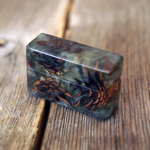 Slim Wood Ring Box: Epoxy Resin & Pine Cone - Engagement Proposal
