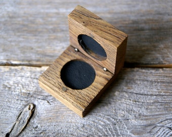 Handmade Oak Wood Ring Box: Rustic Proposal/Wedding Ring Holder