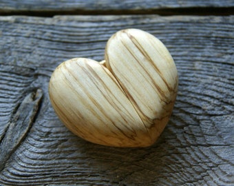 Handmade Heart Ring Box: Rustic Birch Wood Engagement Ring Holder