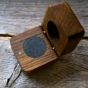 Handmade Oak Wood Ring Box: Rustic Wedding Ring Holder
