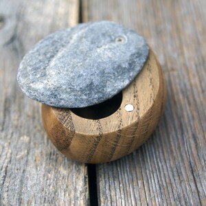 Stone ring box Ring box, Wood ring box, Rustic ring box, Engrave, Wood/stone ring box, Engagement ring box, Proposal ring box