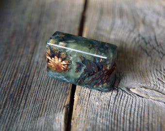 Slim Wood Ring Box: Epoxy Resin & Pine Cone - Engagement Proposal