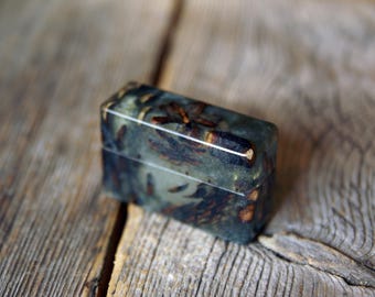 Slim Wood Ring Box: Epoxy Resin & Pine Cone - Engagement Proposal