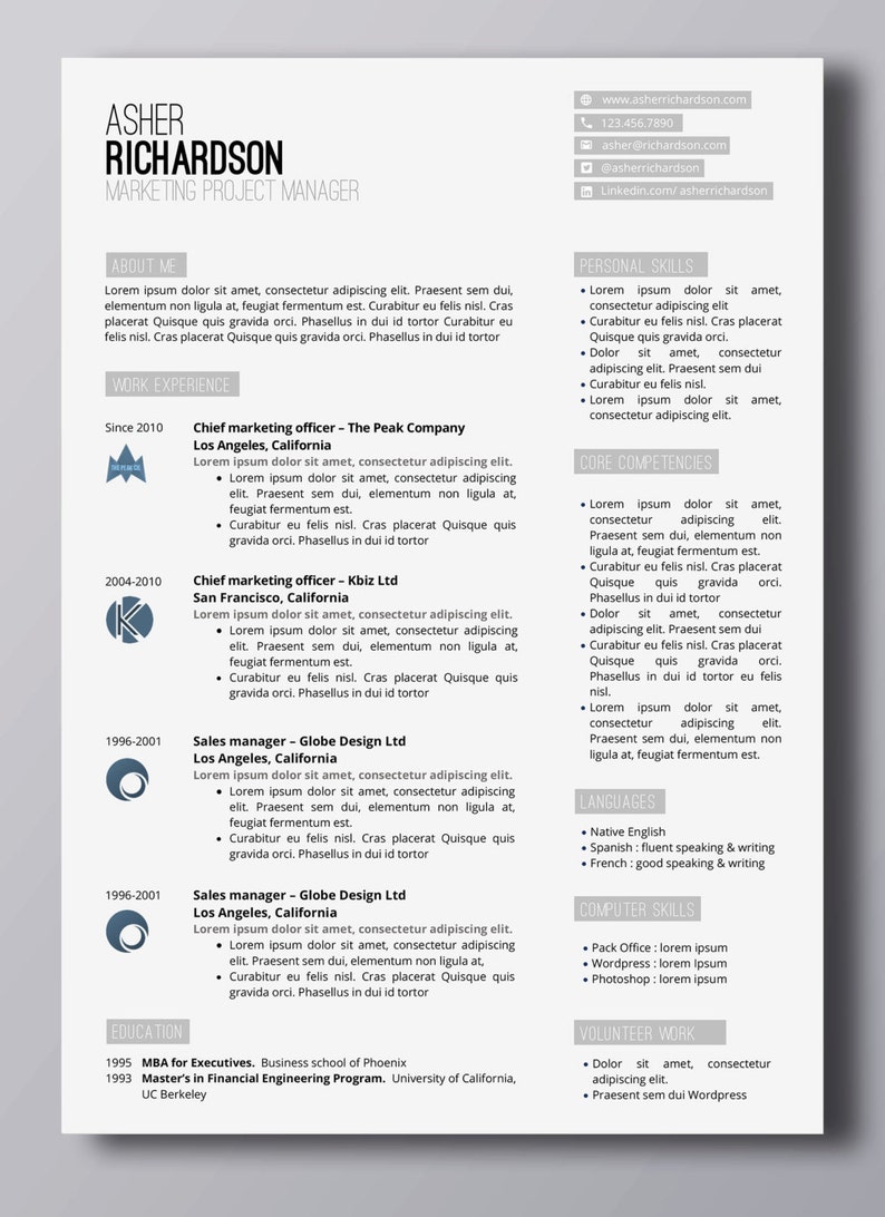 Minimalist Resume With Logos word - Il 794xN.927559927 Dkkn 