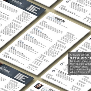 9 professional resumes templates  / 85% off!