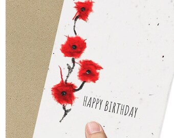 Poppy Birthday / Plantable / Eco friendly / Gardening / Seeded / Recycled Card