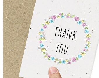 Thank You Greeting Card / Eco Friendly / Seeded / Plantable / Gardening / Sustainable / Recycled