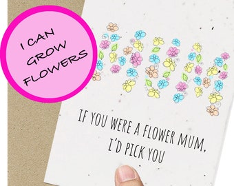 Mum / Mother / Mom /  Birthday /  Plantable / seed / eco friendly / gardener / recycled / Card Mother's Day / Flower