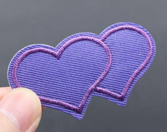 Double Heart Iron On Patch Embroidered patch 5.5x3.2cm - PH589
