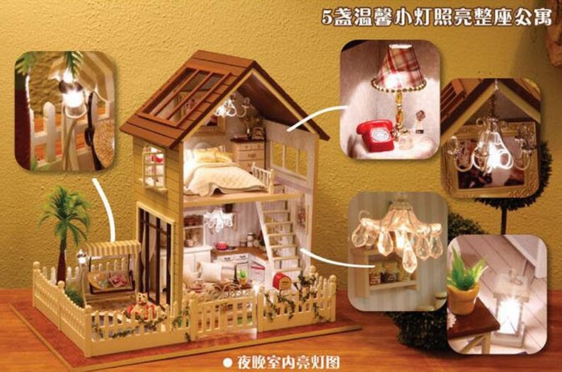 Paris Apartment Dollhouse DIY Kit, Miniature Dollhouse DIY Kit, Miniature Room, Diy Kit, Dollhouse kit, Gift DH4 image 3
