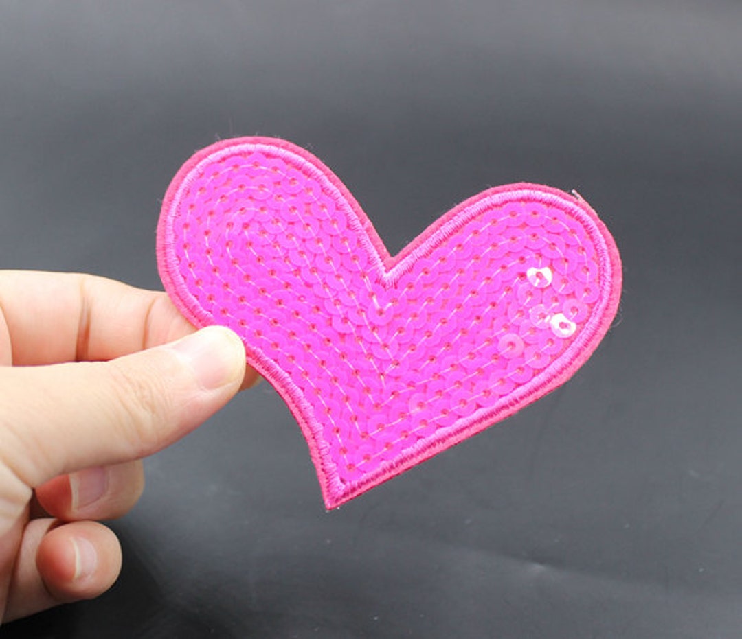 Heart Iron on Sequin Patch Embroidered Patch 8.5x7cm PH139 Etsy