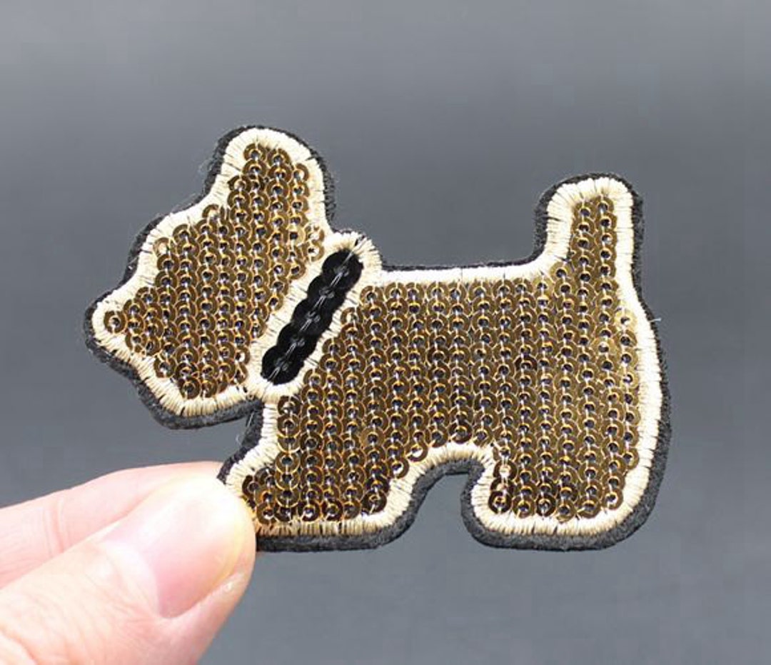 Puppy Iron on Sequin Patch Embroidered Patch 7x5.3cm PH339 Etsy