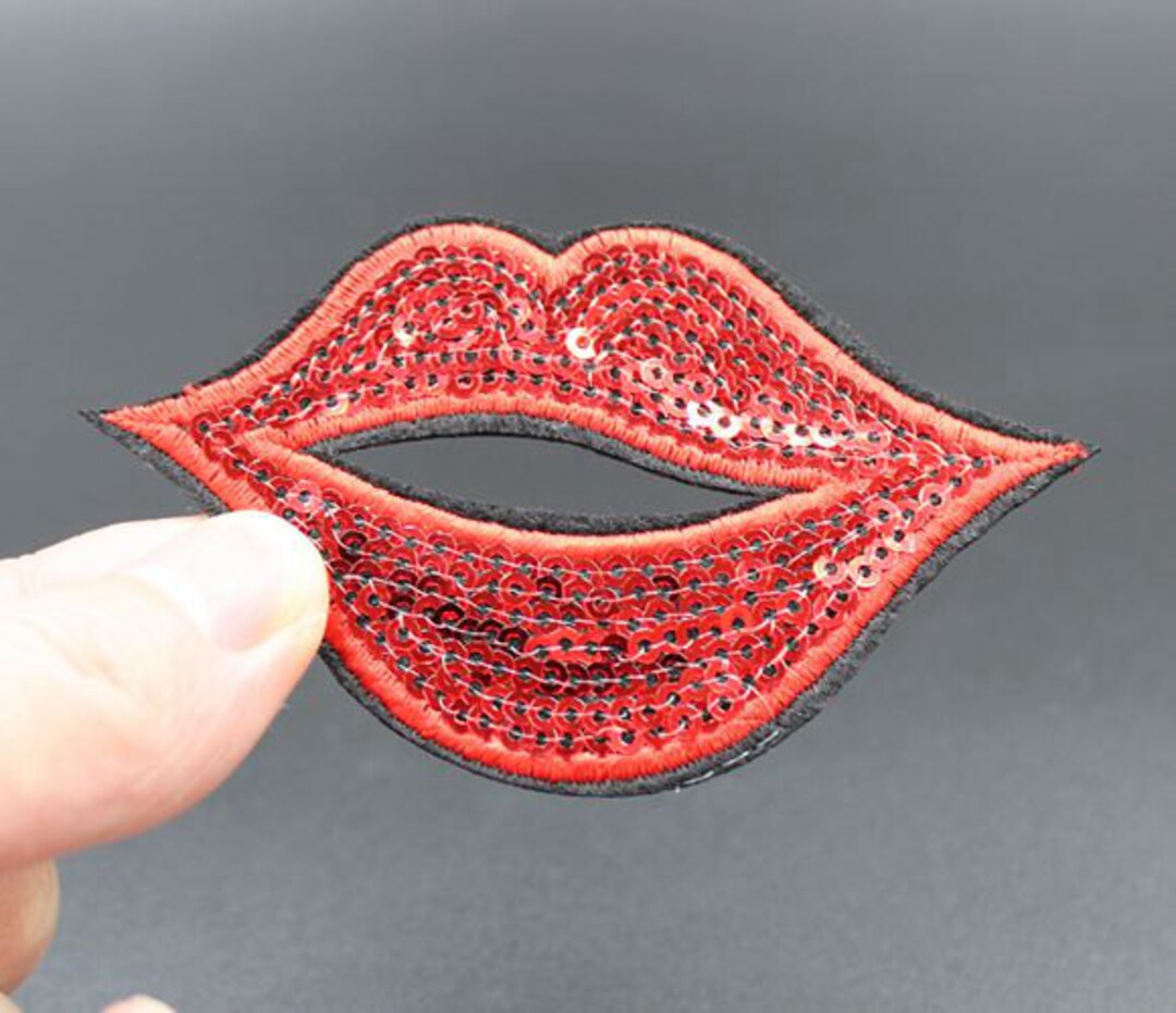 Lip Iron on Sequin Patch Embroidered Patch 8.5x5cm PH359 Etsy