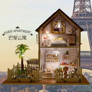 Paris Apartment Dollhouse DIY Kit, Miniature Dollhouse DIY Kit, Miniature Room, Diy Kit, Dollhouse kit, Gift DH4 image 2
