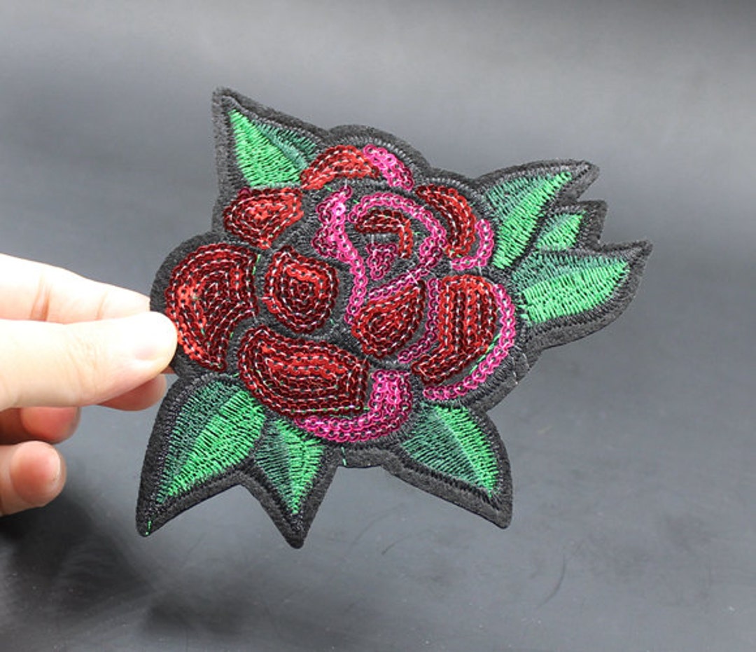Rose Iron on Sequin Patch Embroidered Patch 10.5x10cm PH269 Etsy