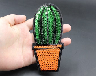 Cactus Iron On Sequin Patch Embroidered Patch 5.5x12.5cm - PH232