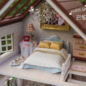 Paris Apartment Dollhouse DIY Kit, Miniature Dollhouse DIY Kit, Miniature Room, Diy Kit, Dollhouse kit, Gift DH4 image 5