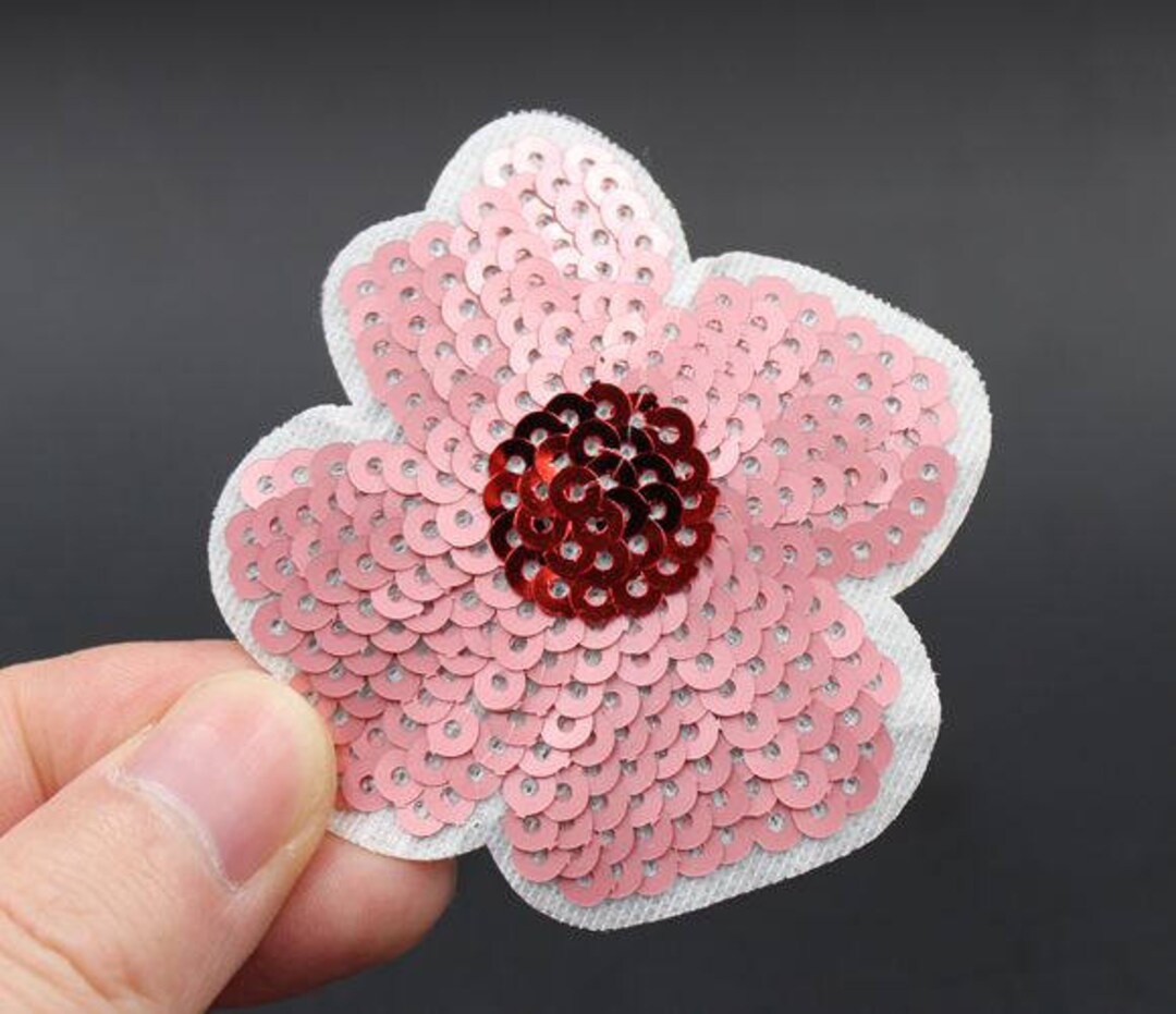 Flower Iron on Sequin Patch Embroidered Patch 6.4x6.3cm PH536 Etsy