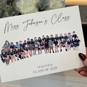 Personalised Custom Class Illustration Print Teacher/TA End of Year Class Gift group