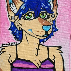 Furry OC Fursona Wolf Dog - includes paintings, a digital ref sheet, possibly more!