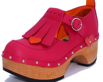 Pink Heart Fringe Clog