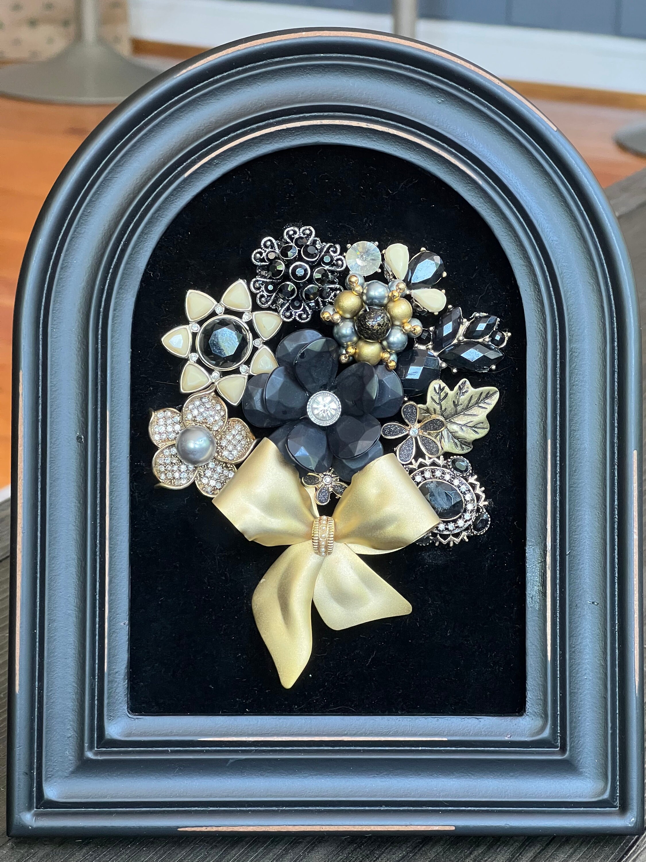 Gold and Black Flower Bouquet Jewelry Vintage Frame Art Etsy