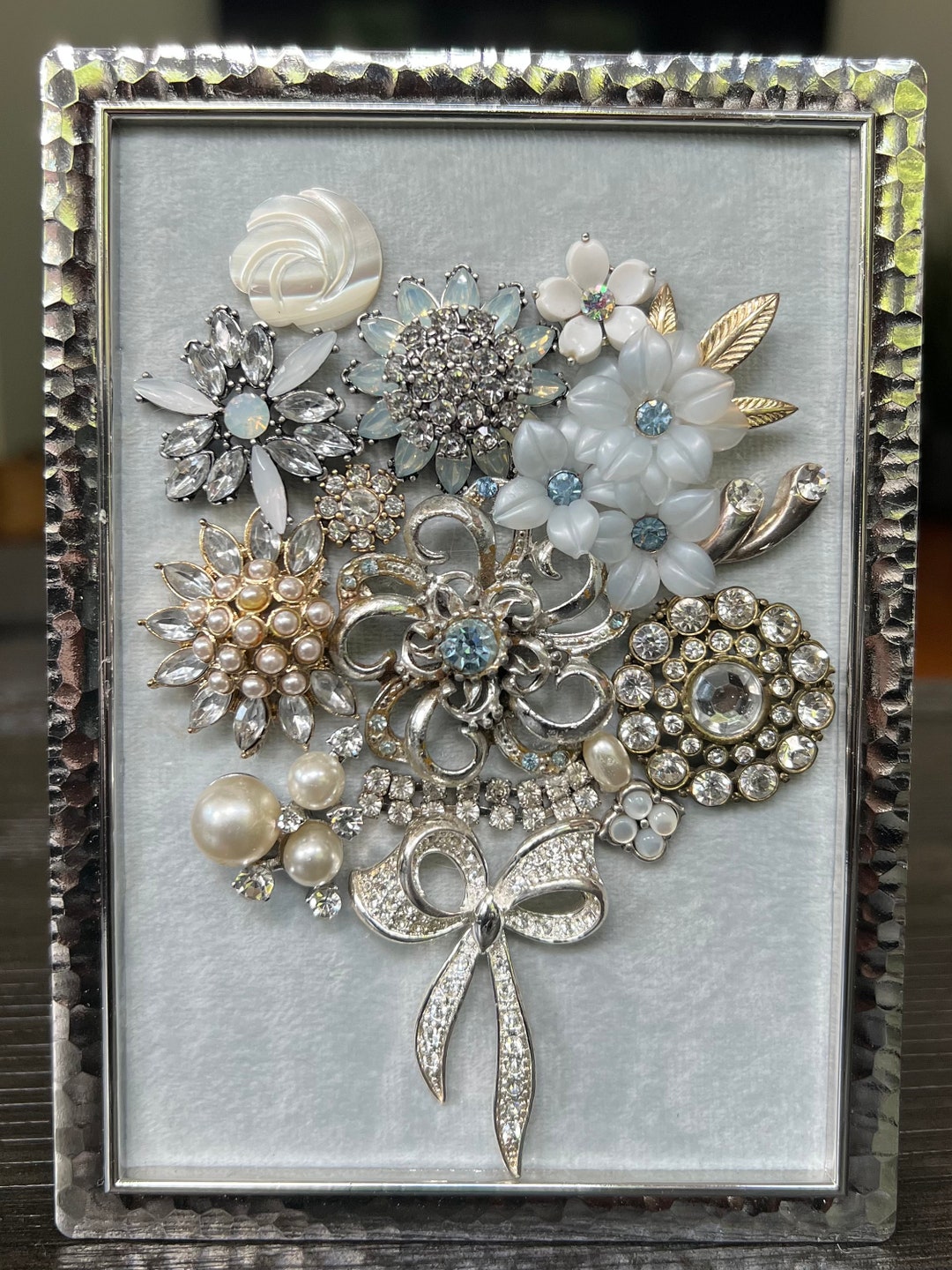 Light Blue Silver Pearl Floral Flower Bouquet Jewelry Etsy