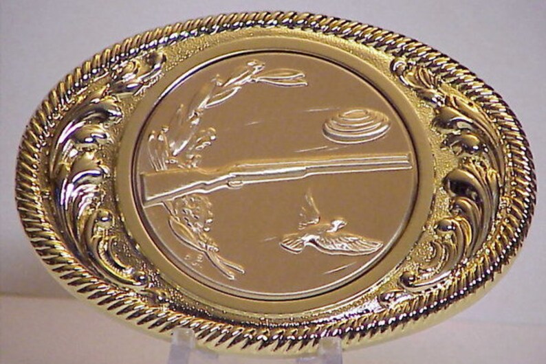 Trap Shoot, Skeet Shoot and Sporting Clays Belt Buckles 24kt GOLD Plate