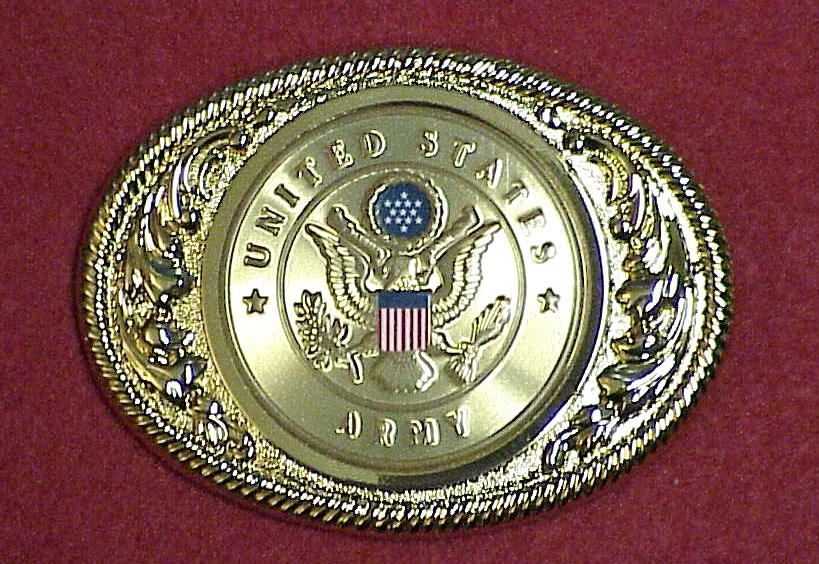 United States Army .24KT Gold Plated Military Belt Buckle New in Gift