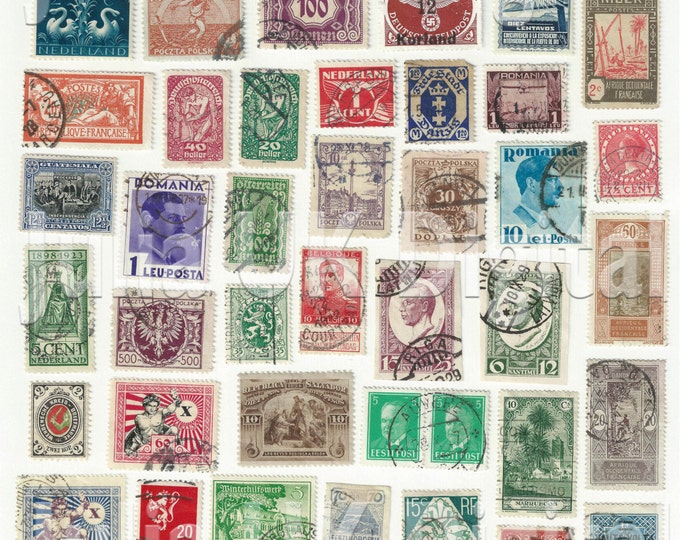 Vintage Postage Stamp Digital Download - Set of 51 Antique Stamps From ...