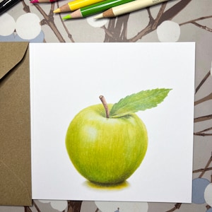 Green Apple / Apple Greeting Card / Greetings Card / Blank Inside