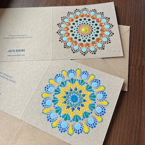 One-of-a-Kind handgeschilderde Mandala wenskaart/handgeschilderde kaart/wenskaart/blanco binnen/originele kunstwerken/geen print
