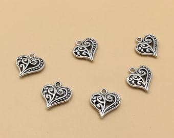 10 Heart Charms Shell Charms Assorted Charms Set Valentines Charms