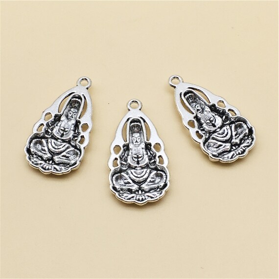 30PCS Antique Silver Buddha Charms buddist Prayer Charms Yoga
