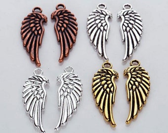 BULK Charms Angel Wing Charms 17mm Antiqued Silver Wholesale Charms 100 pieces BULK Charms Angel Wing Charms 17mm Antiqued Silver Wholesale Charms 100 pieces