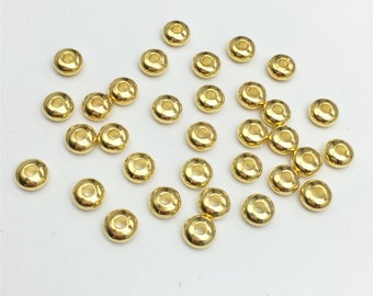 50 Gold Plated Brass Spacer Beads ,6mm Rondelle Spacer Beads ,Beading Jewlry Findings