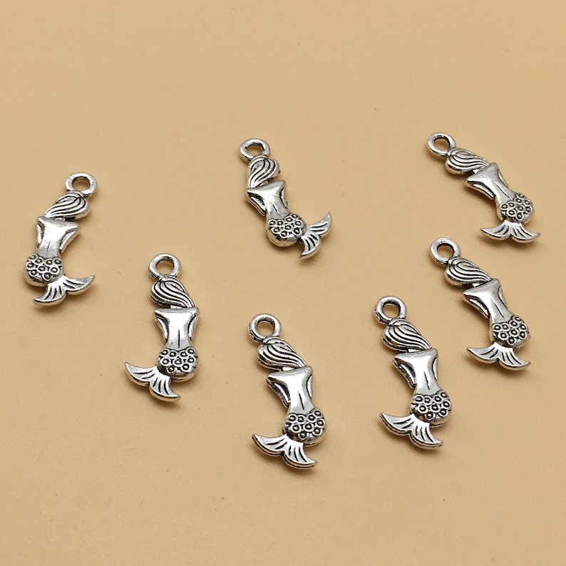 60 pcs Double Sided Mermaid Pendants , Mermaid Charms , Mermaid Jewelry , Ocean Charms , Sea Charms , Sea Life Charms , Under The Water image 1