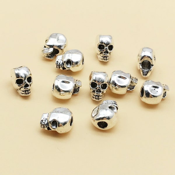 50pcs Antique Skull Beads , Skull Beads , Day of the Death , Skull , Metal Skull Beads , Large Hole Beads