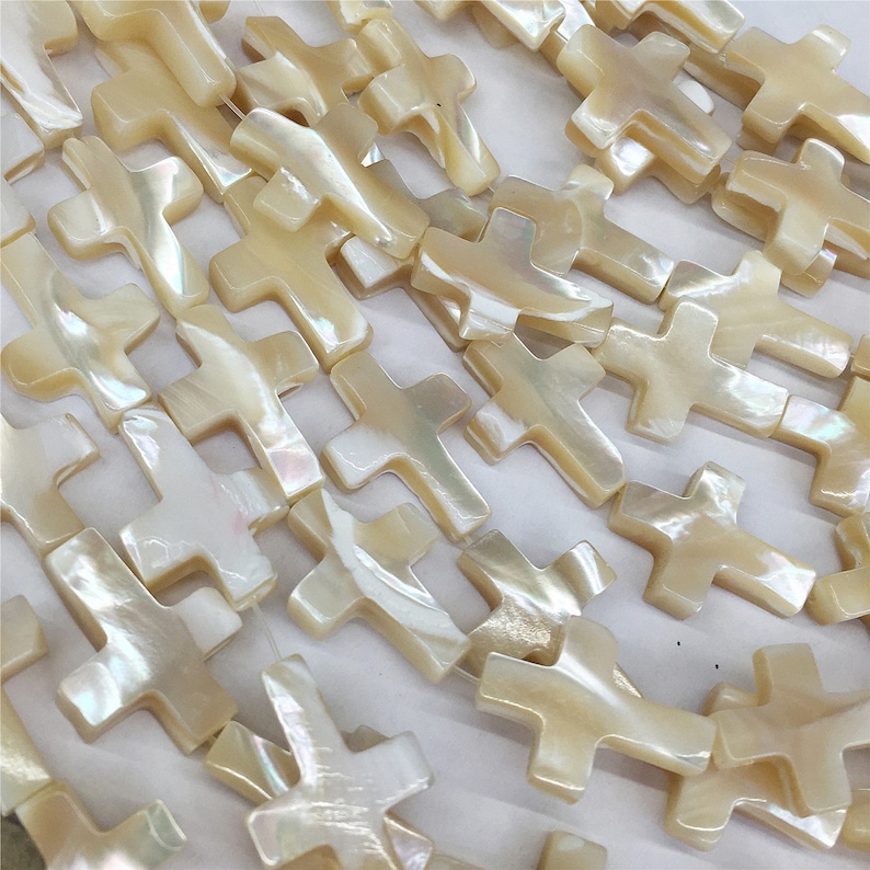 40pcs Mother Of Pearl Beads ,13x18mm Cross Beads, Mother Of pearl Jewelry imagem 1
