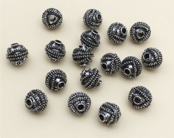 28pcs 10mm Perles d’argent antiques, Perles d’espacement, Perles de ton tibétain, Perles de perles de perlage Découverte de bijoux