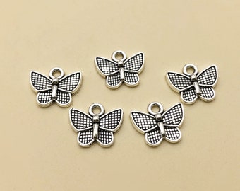 60pcs Antique Silver Butterfly Charms,Metal Charm, Insect Charms Jewelry Findings