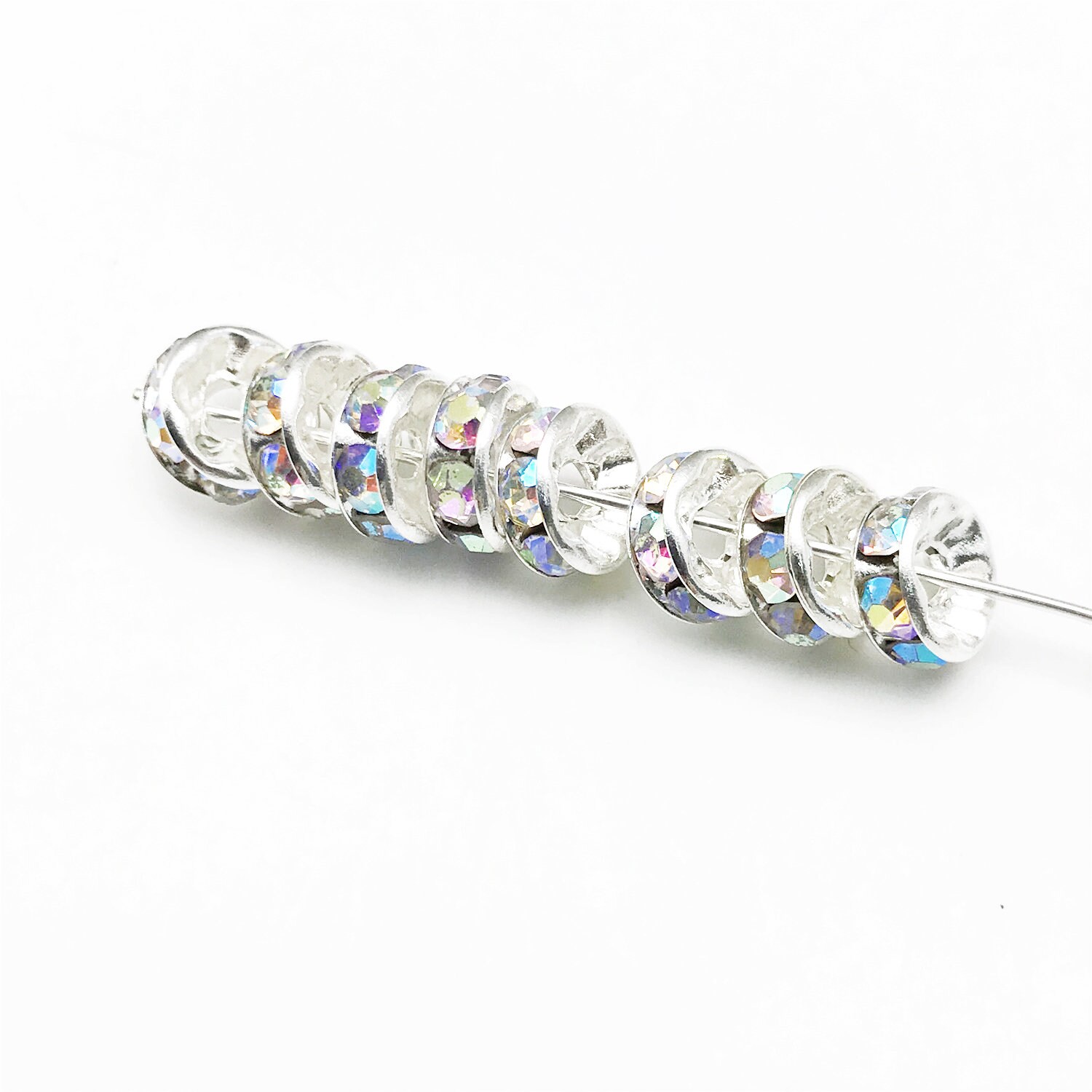 Spacers with Silver Color Metal Wave Shape and Clear Rhinestone, 12mm –  Beadable Bliss