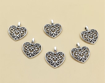 60pcs Antique Silver Heart Charms,Heart Pendant,DIY Supplies ,Jewelry Supply