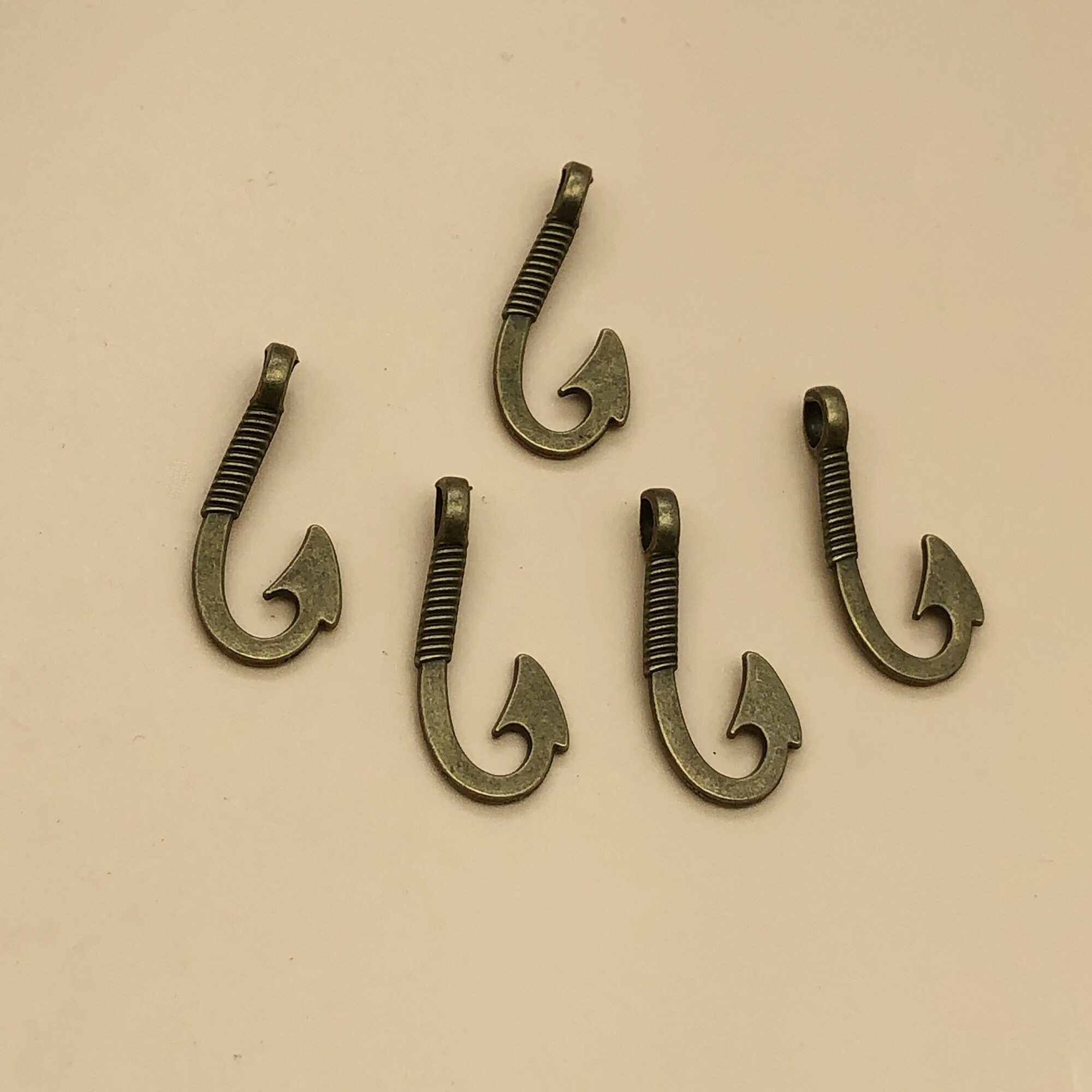 50pcs Fish Hook Charms, Fish Hook Pendants ,findings, DIY Supplies