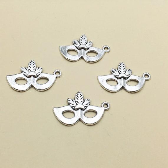 60pcs Mask Charms , Antique Silver Tone, Mardi Gras Charms