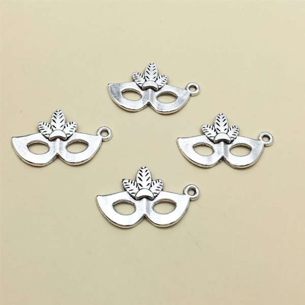 60pcs Mask Charms , Antique Silver Tone, Mardi Gras Charms , Beading Jewelry Finding