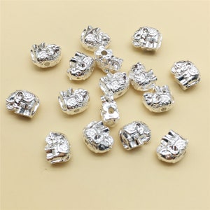 40pcs Silver Plated Elephant Beads,Elephant Charms,Beading Jewelry Finding