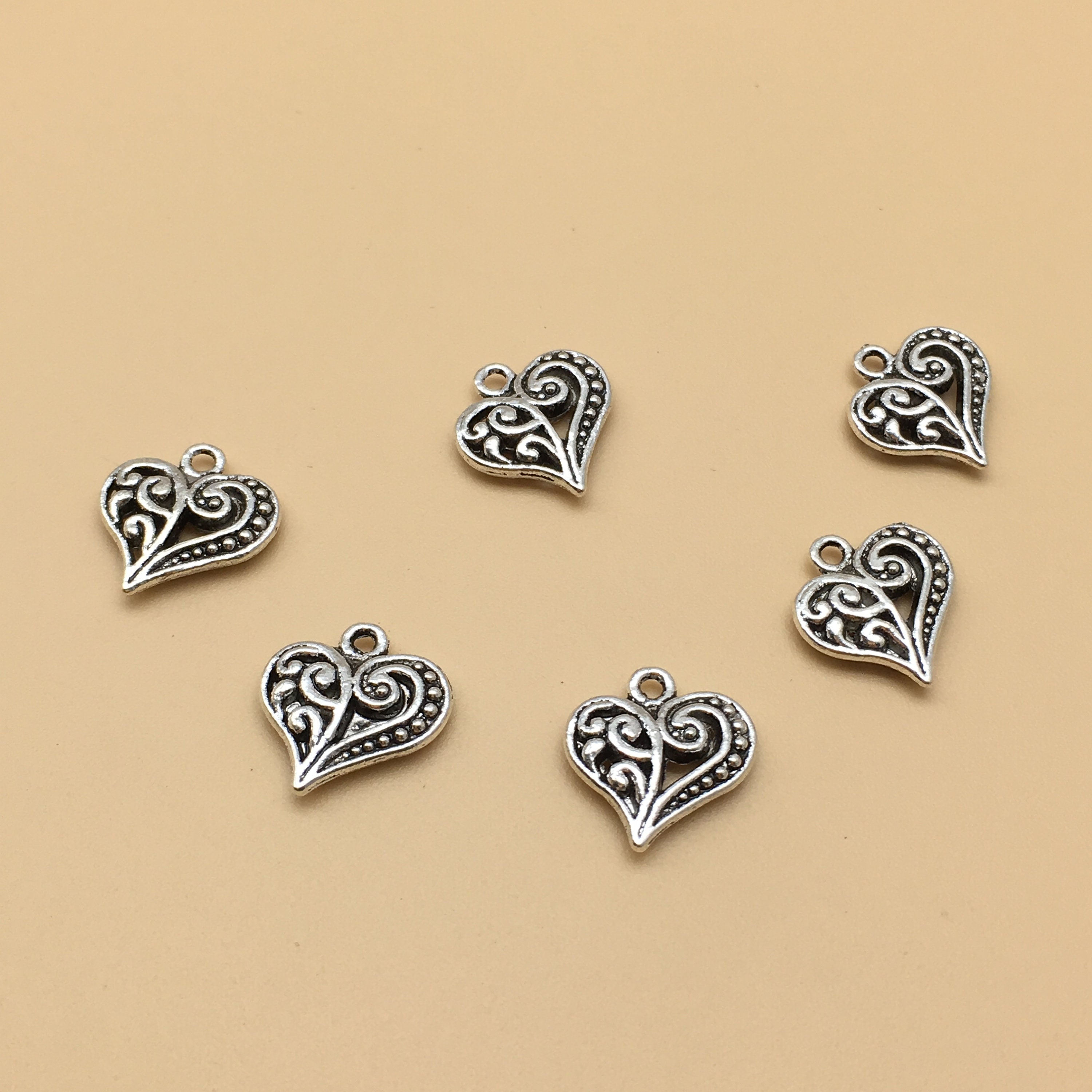 50pcs Double Sided Heart Shaped Charms Heart Charms Etsy